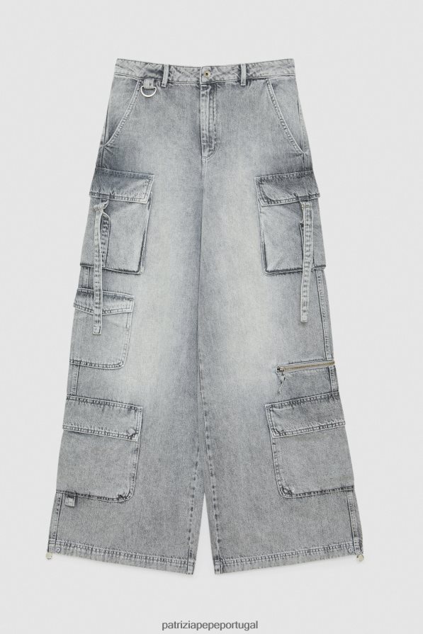 Patrizia Pepe mulheres calças cargo de algodão lavagem cinza mineral vestuário TX086V63