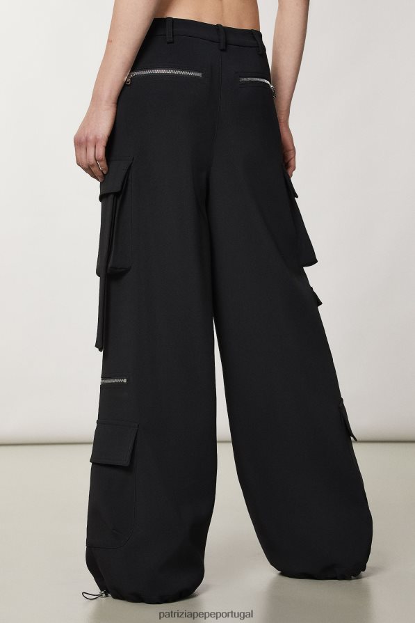 Patrizia Pepe mulheres calça cargo crepe Nero vestuário TX086V21