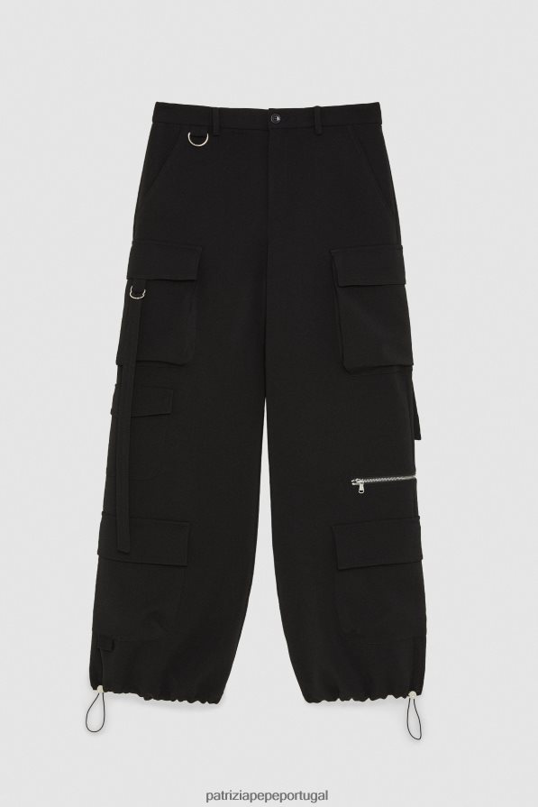 Patrizia Pepe mulheres calça cargo crepe Nero vestuário TX086V21