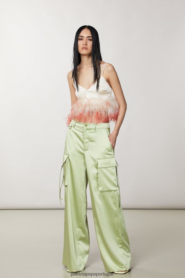 Patrizia Pepe mulheres calça cargo oversized de cetim margarita verde vestuário TX086V282
