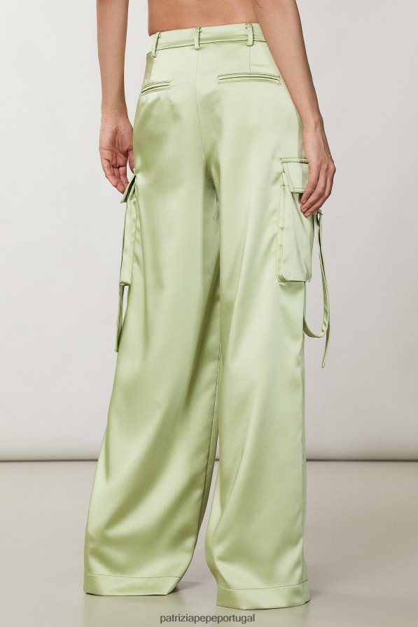 Patrizia Pepe mulheres calça cargo oversized de cetim margarita verde vestuário TX086V282