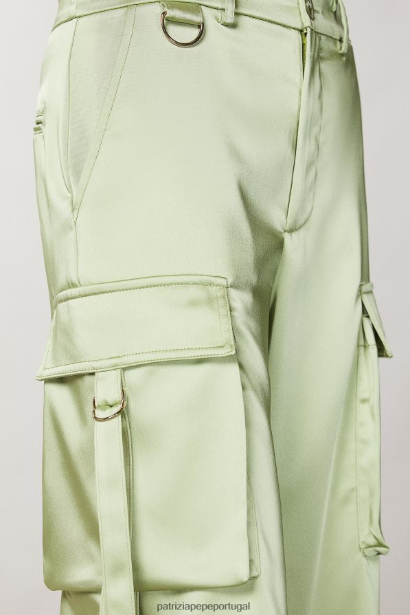 Patrizia Pepe mulheres calça cargo oversized de cetim margarita verde vestuário TX086V282