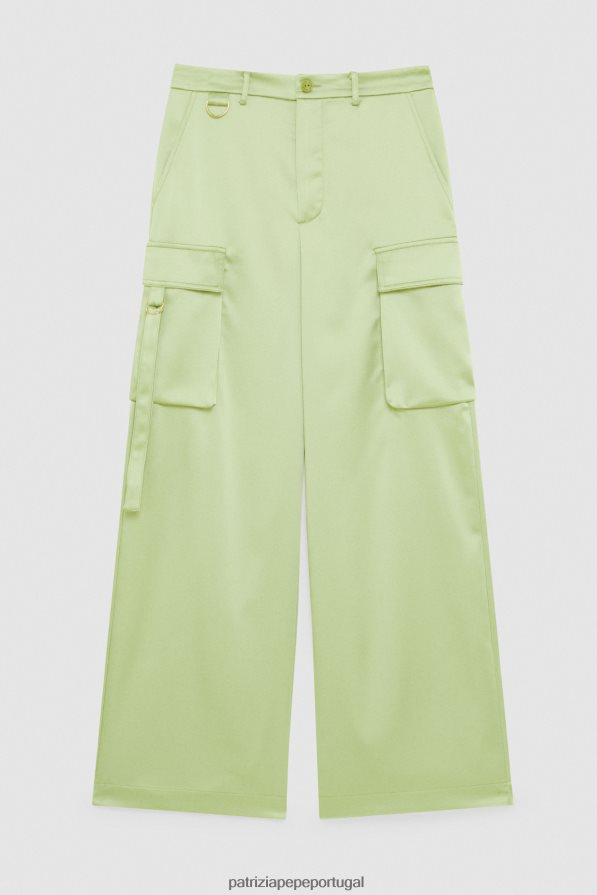 Patrizia Pepe mulheres calça cargo oversized de cetim margarita verde vestuário TX086V282