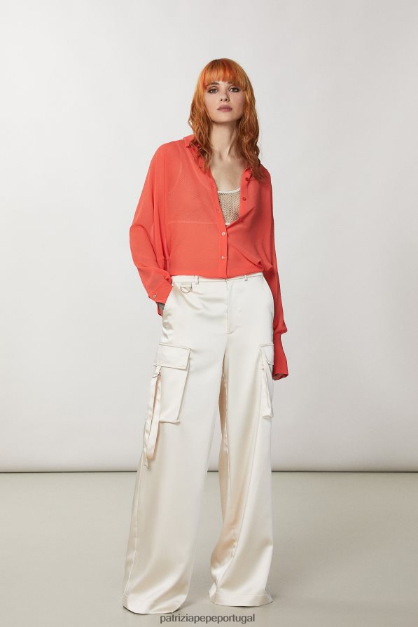 Patrizia Pepe mulheres calça cargo oversized de cetim martíni bege vestuário TX086V280
