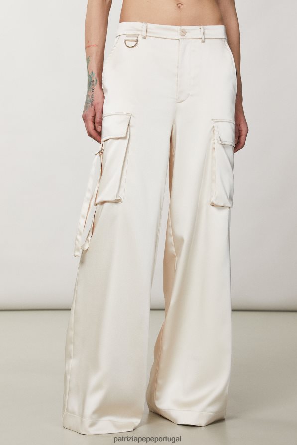 Patrizia Pepe mulheres calça cargo oversized de cetim martíni bege vestuário TX086V280