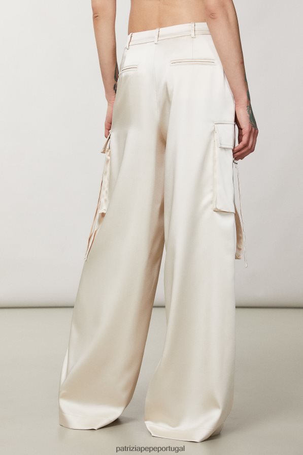 Patrizia Pepe mulheres calça cargo oversized de cetim martíni bege vestuário TX086V280