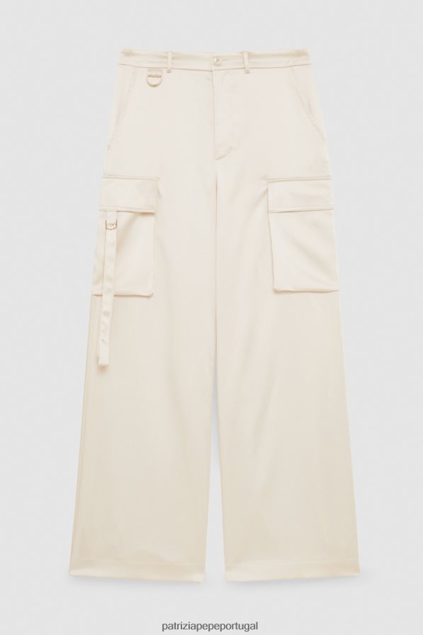 Patrizia Pepe mulheres calça cargo oversized de cetim martíni bege vestuário TX086V280