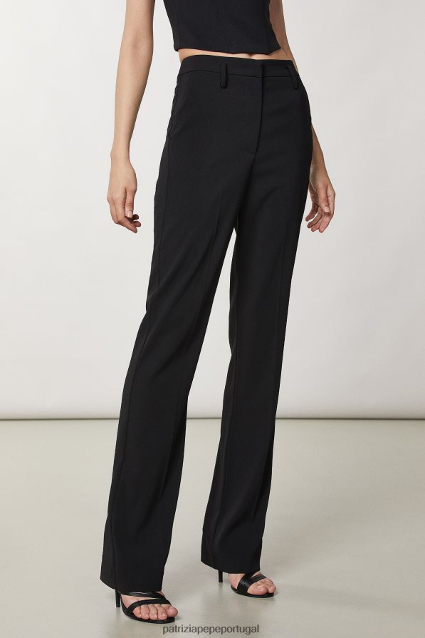 Patrizia Pepe mulheres calça crepe essencial Nero vestuário TX086V106