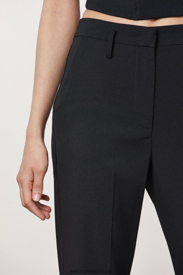 Patrizia Pepe mulheres calça crepe essencial Nero vestuário TX086V106