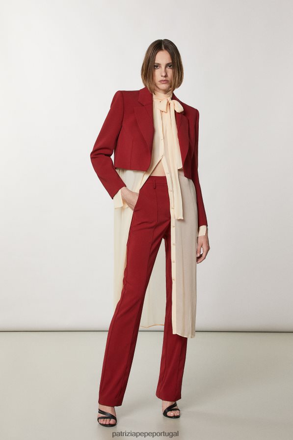 Patrizia Pepe mulheres calça crepe essencial vermelho marciano vestuário TX086V78