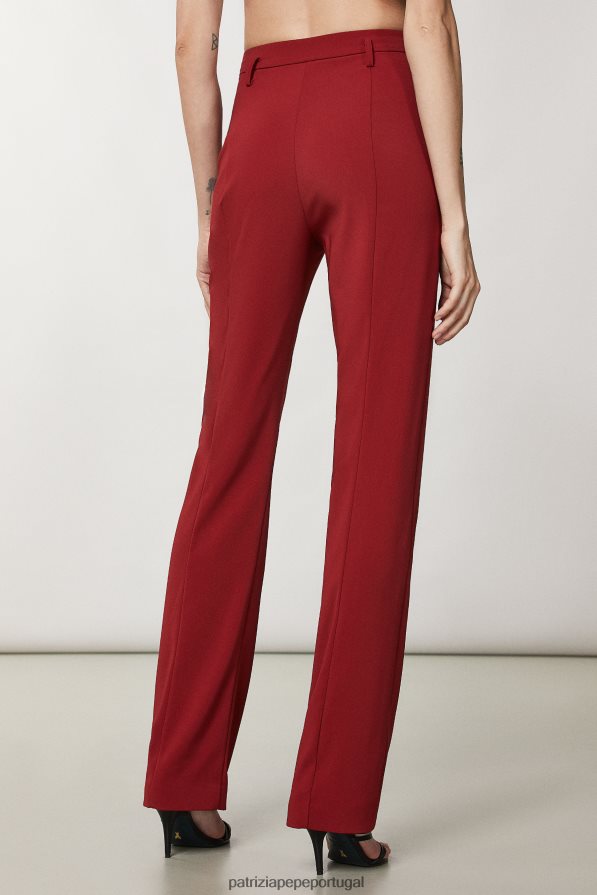 Patrizia Pepe mulheres calça crepe essencial vermelho marciano vestuário TX086V78