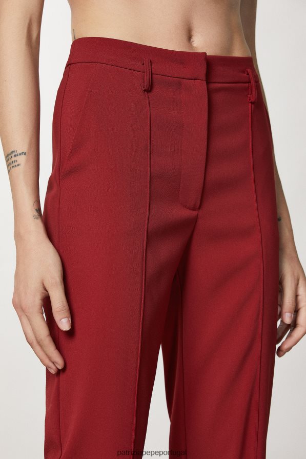 Patrizia Pepe mulheres calça crepe essencial vermelho marciano vestuário TX086V78