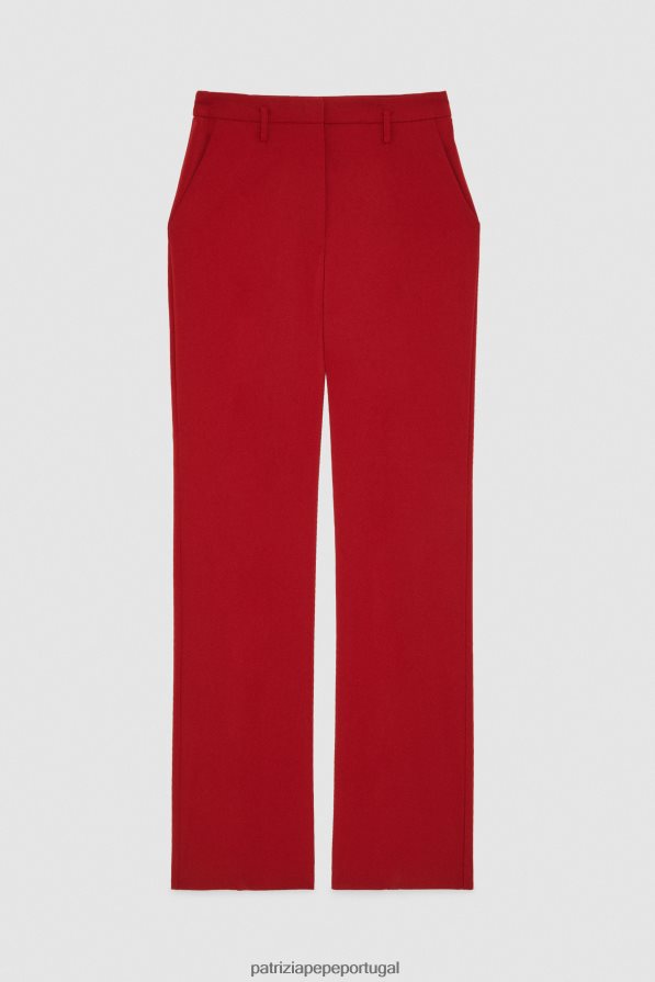 Patrizia Pepe mulheres calça crepe essencial vermelho marciano vestuário TX086V78