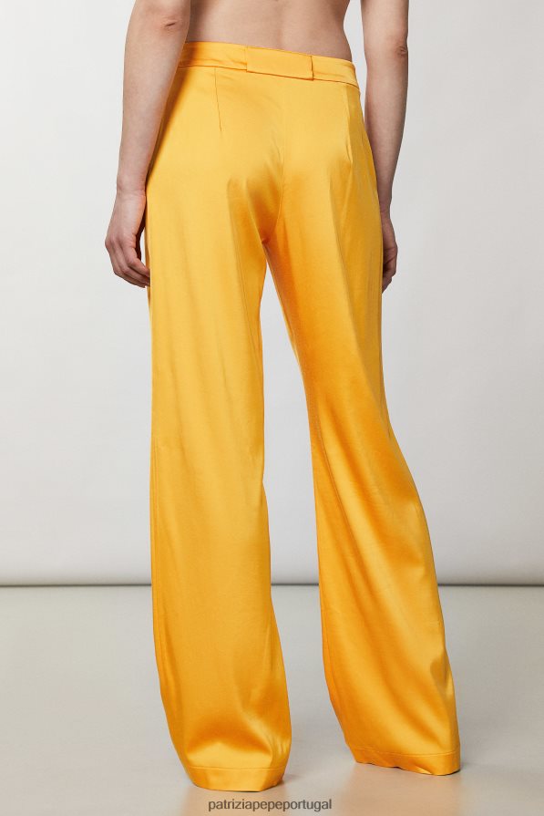 Patrizia Pepe mulheres calça de cetim fluida laranja suculenta vestuário TX086V319