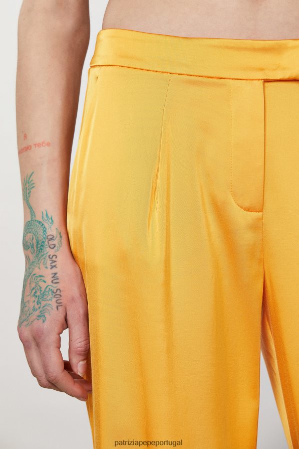 Patrizia Pepe mulheres calça de cetim fluida laranja suculenta vestuário TX086V319