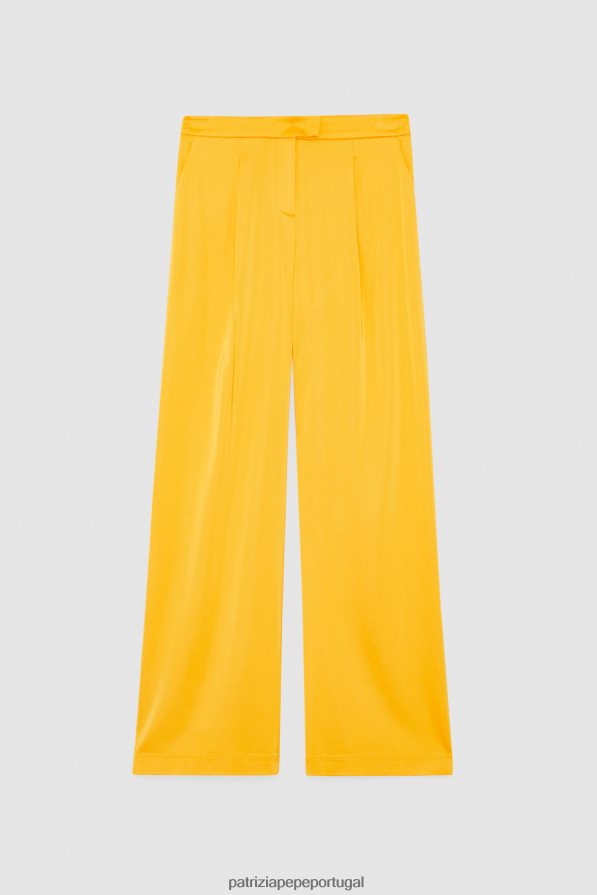 Patrizia Pepe mulheres calça de cetim fluida laranja suculenta vestuário TX086V319