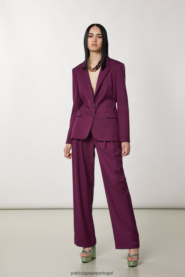 Patrizia Pepe mulheres calça palazzo com cinto roxo futurista vestuário TX086V37