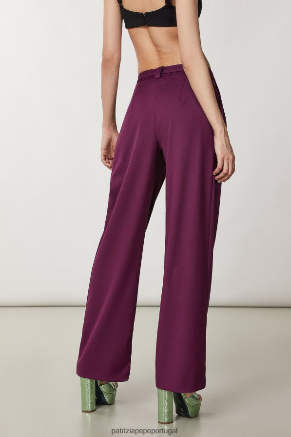 Patrizia Pepe mulheres calça palazzo com cinto roxo futurista vestuário TX086V37