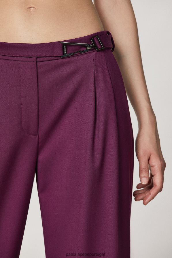 Patrizia Pepe mulheres calça palazzo com cinto roxo futurista vestuário TX086V37