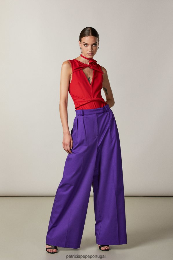 Patrizia Pepe mulheres calça palazzo corte namorado violeta sexy vestuário TX086V576