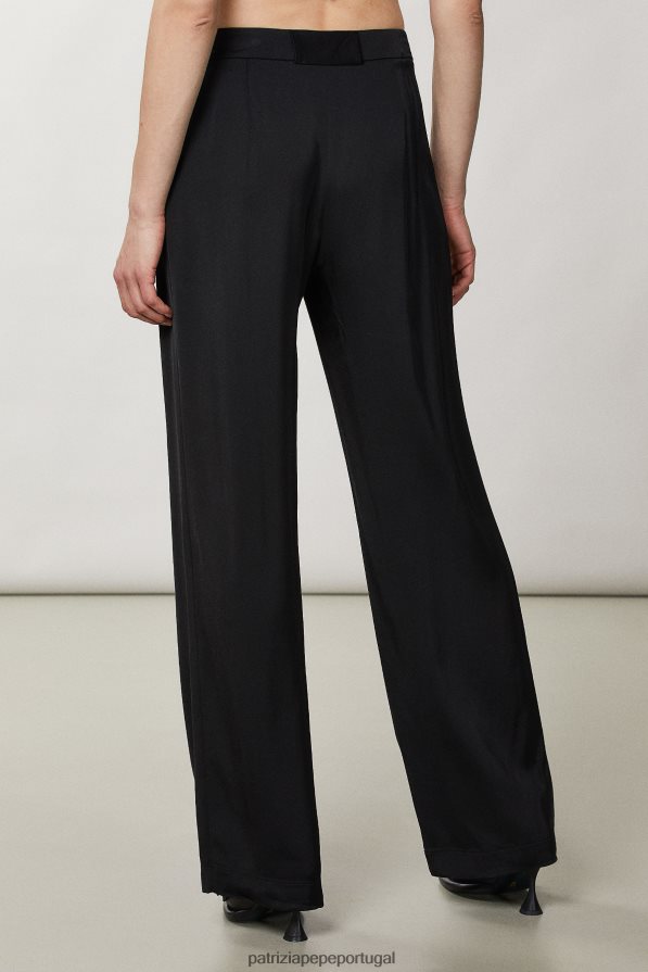 Patrizia Pepe mulheres calça palazzo de cetim Nero vestuário TX086V290