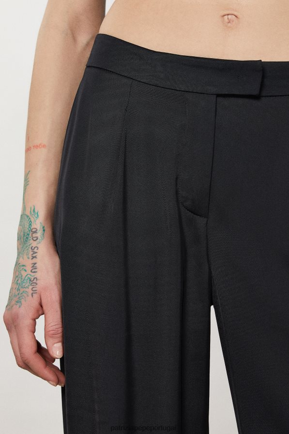 Patrizia Pepe mulheres calça palazzo de cetim Nero vestuário TX086V290