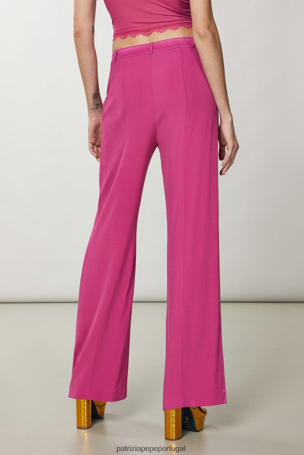 Patrizia Pepe mulheres calça palazzo de cetim cerimônia fúcsia vestuário TX086V264