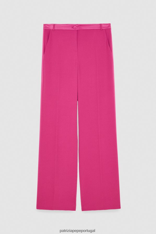 Patrizia Pepe mulheres calça palazzo de cetim cerimônia fúcsia vestuário TX086V264