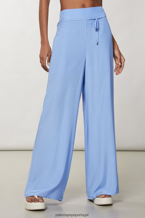 Patrizia Pepe mulheres calça palazzo elástica cerâmica azul vestuário TX086V194