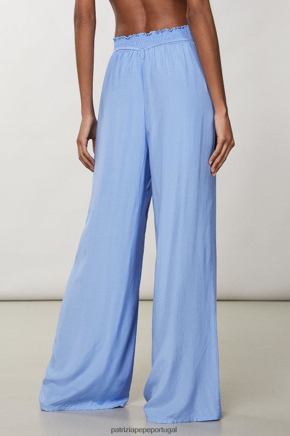 Patrizia Pepe mulheres calça palazzo elástica cerâmica azul vestuário TX086V194