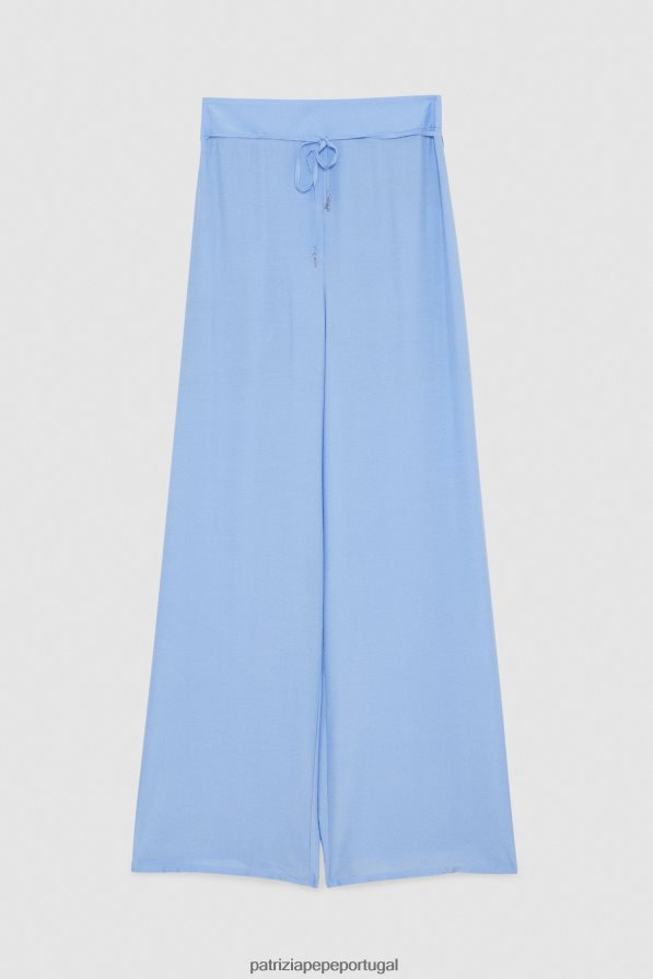 Patrizia Pepe mulheres calça palazzo elástica cerâmica azul vestuário TX086V194