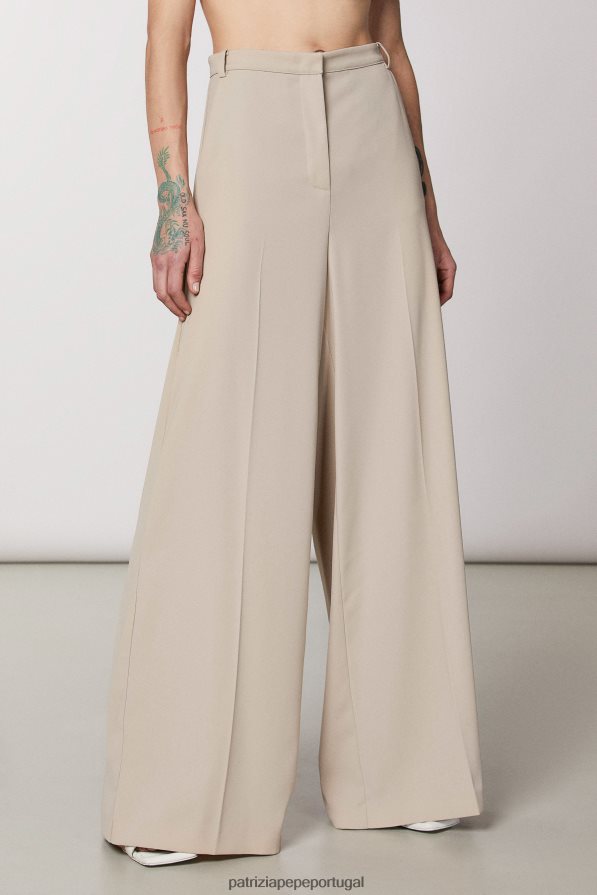 Patrizia Pepe mulheres calça palazzo essencial bege sonhador vestuário TX086V489