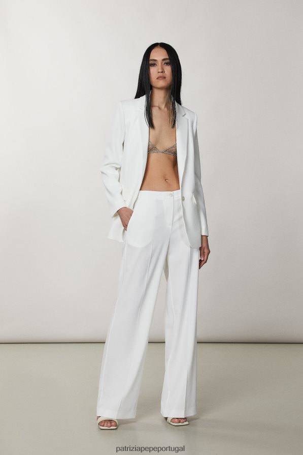 Patrizia Pepe mulheres calça palazzo essencial branco vestuário TX086V607