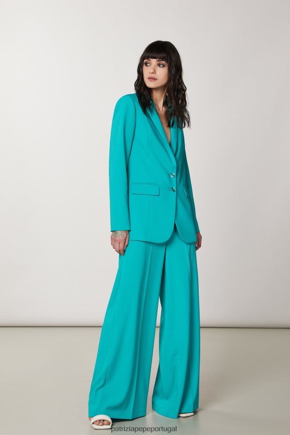 Patrizia Pepe mulheres calça palazzo essencial ilusão verde vestuário TX086V406