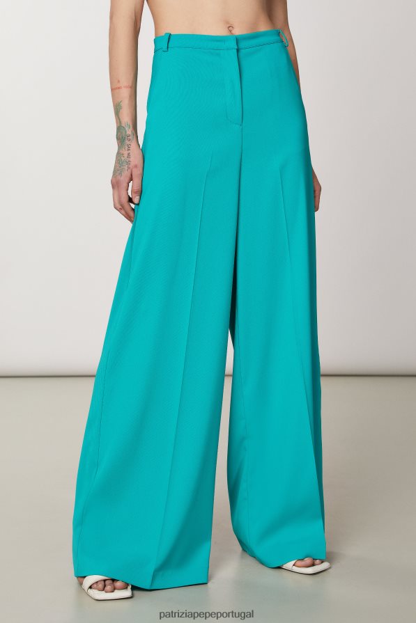 Patrizia Pepe mulheres calça palazzo essencial ilusão verde vestuário TX086V406