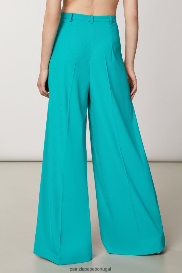 Patrizia Pepe mulheres calça palazzo essencial ilusão verde vestuário TX086V406