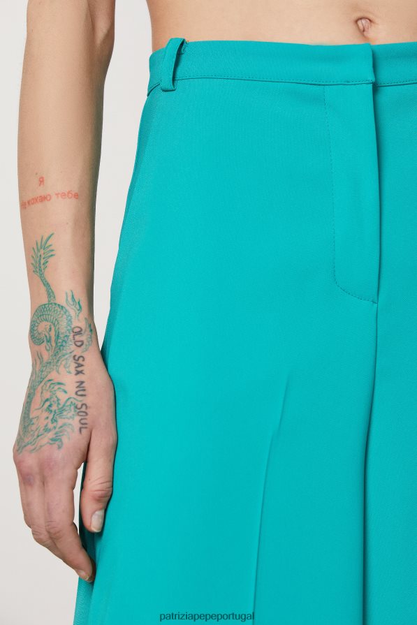Patrizia Pepe mulheres calça palazzo essencial ilusão verde vestuário TX086V406