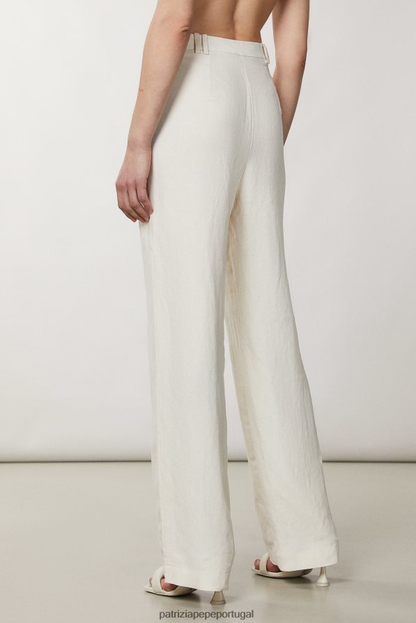 Patrizia Pepe mulheres calça palazzo fluida linho branco vestuário TX086V231