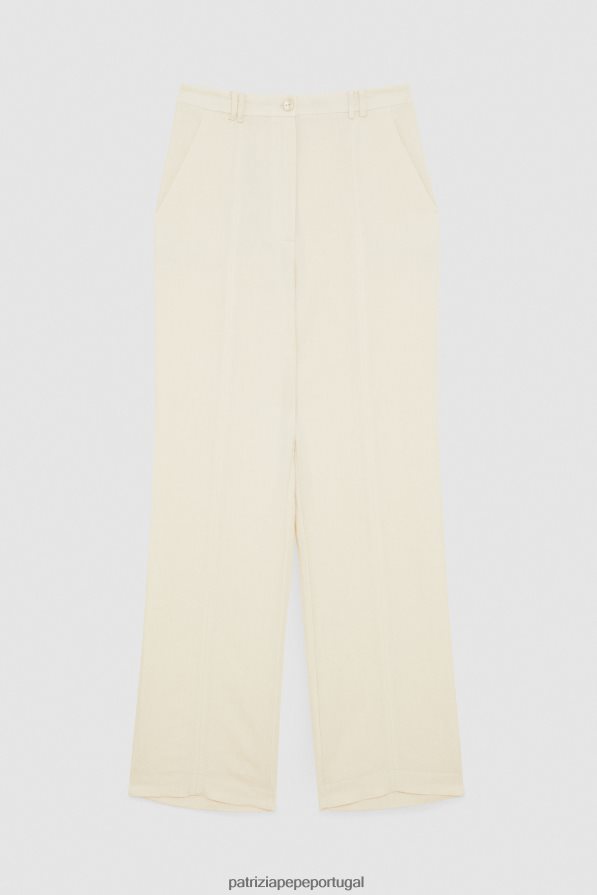 Patrizia Pepe mulheres calça palazzo fluida linho branco vestuário TX086V231