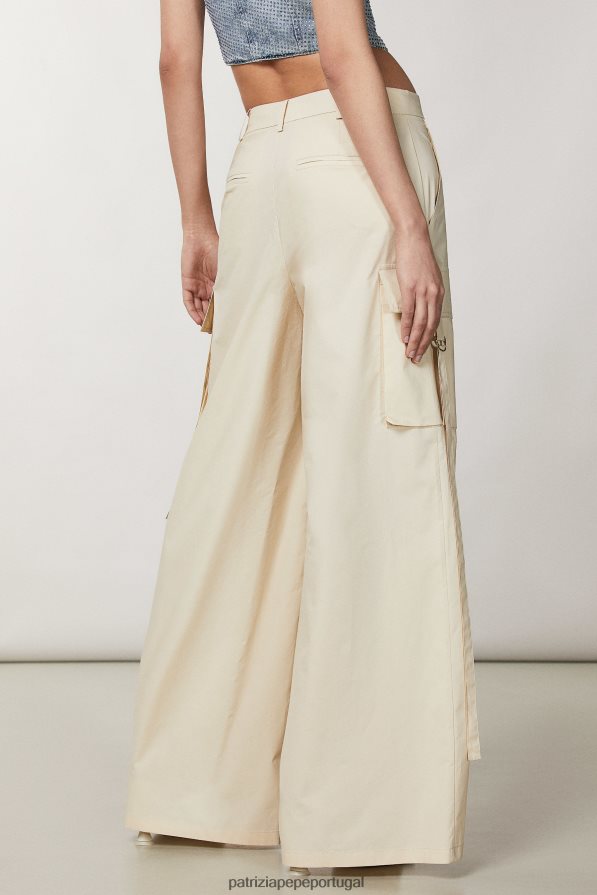 Patrizia Pepe mulheres calças cargo de popeline algodão marfim vestuário TX086V334