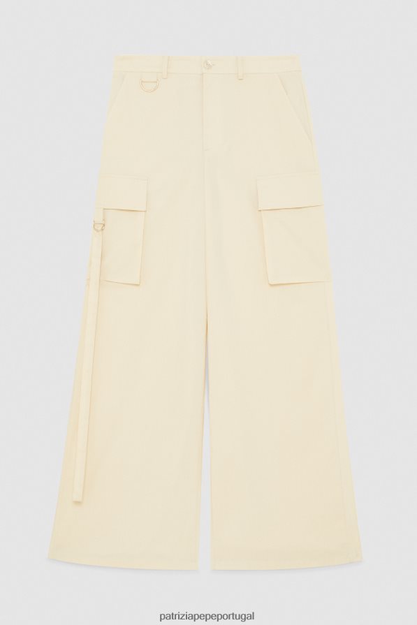 Patrizia Pepe mulheres calças cargo de popeline algodão marfim vestuário TX086V334
