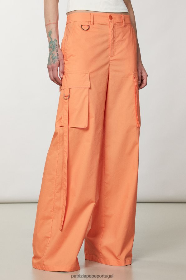 Patrizia Pepe mulheres calças cargo de popeline laranja claro vestuário TX086V249