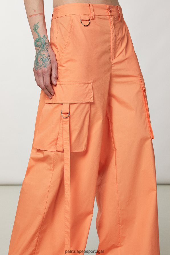 Patrizia Pepe mulheres calças cargo de popeline laranja claro vestuário TX086V249
