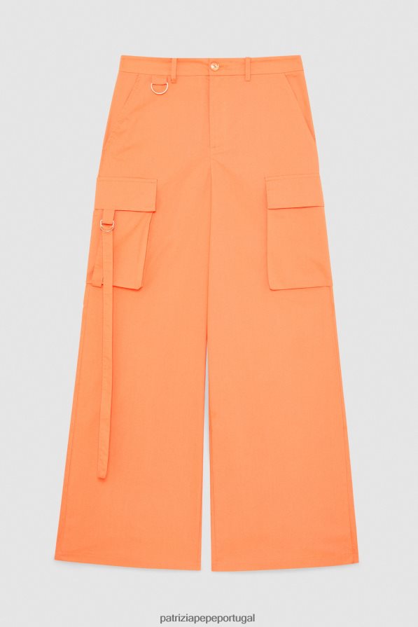 Patrizia Pepe mulheres calças cargo de popeline laranja claro vestuário TX086V249