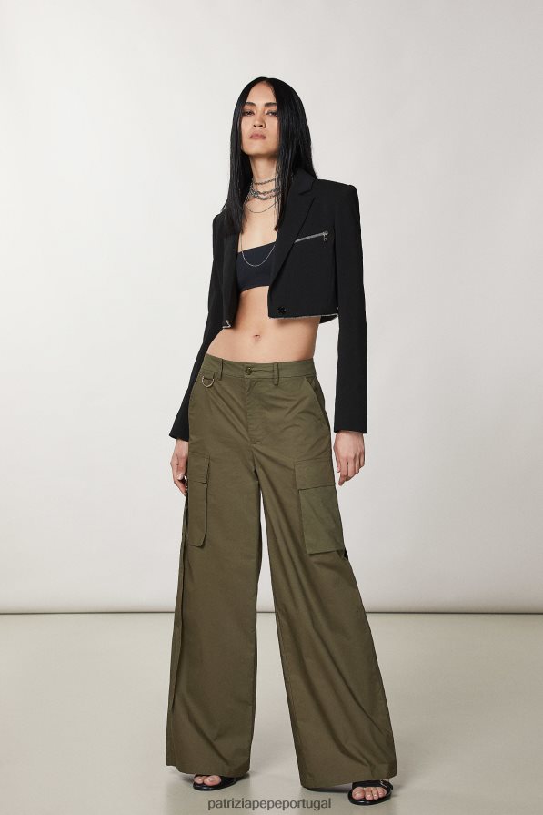 Patrizia Pepe mulheres calças cargo de popeline verde militar vestuário TX086V515