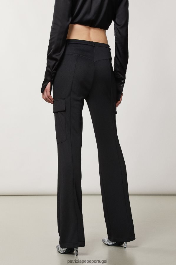 Patrizia Pepe mulheres calças de jersey técnico Nero vestuário TX086V182