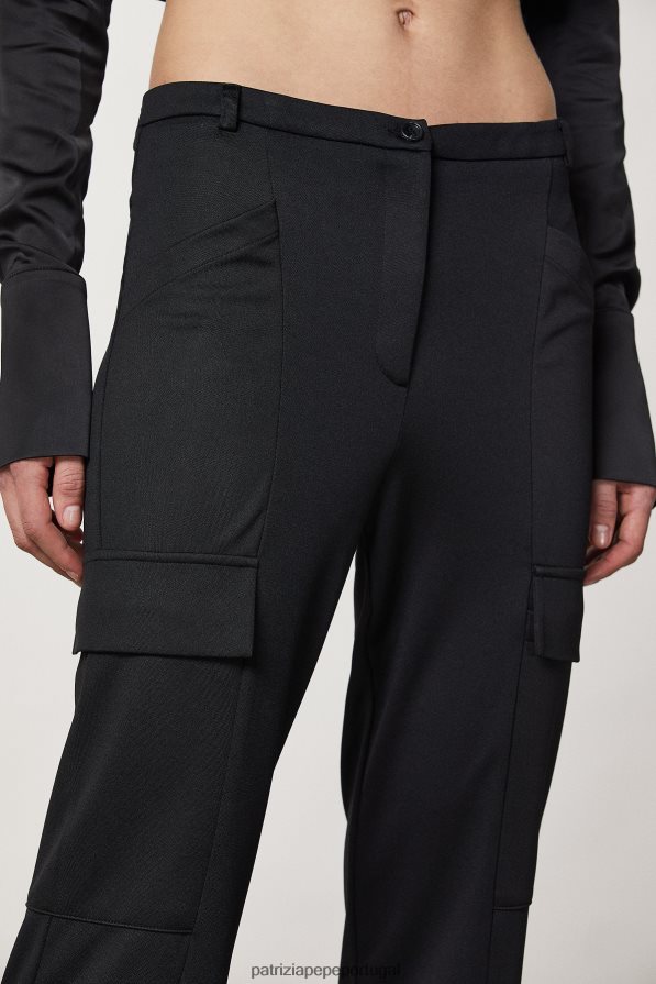 Patrizia Pepe mulheres calças de jersey técnico Nero vestuário TX086V182