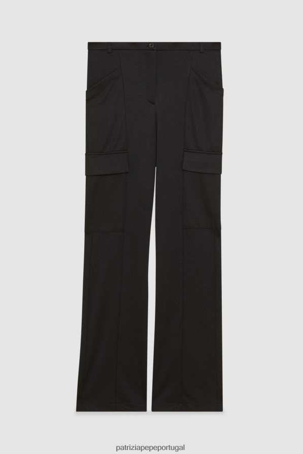 Patrizia Pepe mulheres calças de jersey técnico Nero vestuário TX086V182