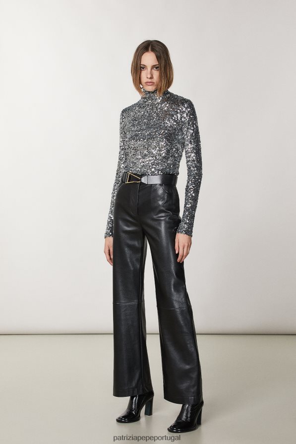 Patrizia Pepe mulheres calças palazzo Nero vestuário TX086V150