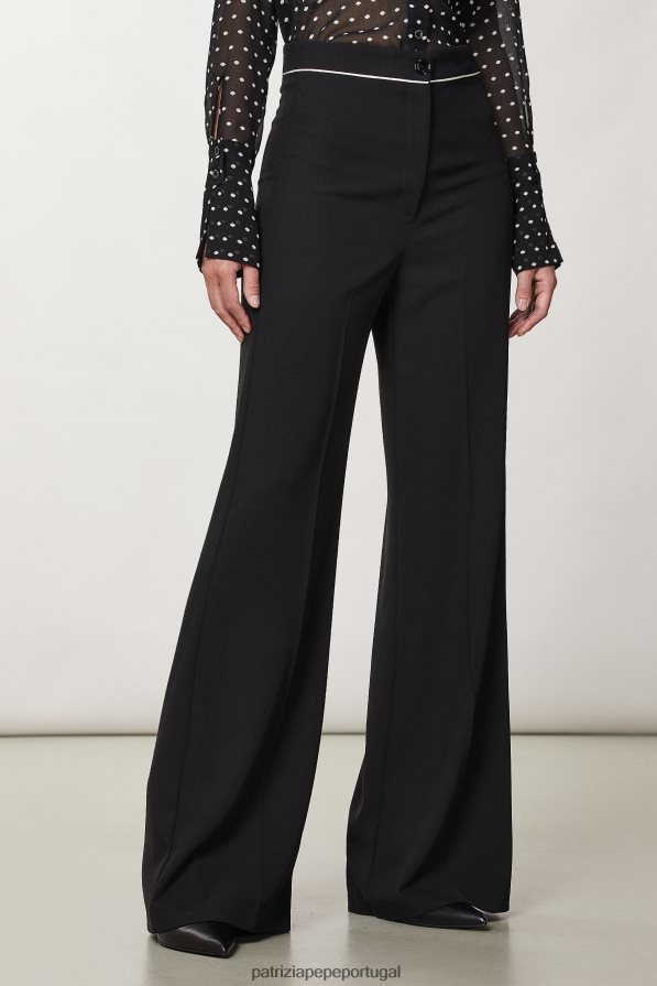 Patrizia Pepe mulheres calças palazzo Nero vestuário TX086V25